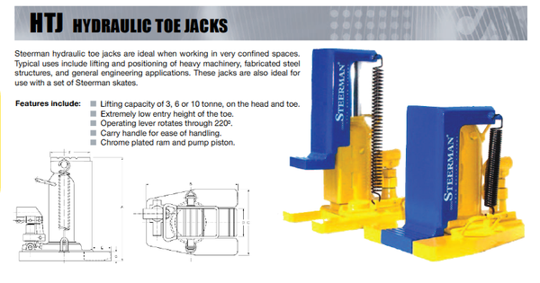 Martinetto idraulico STEERMAN HTJ-3 hydraulic toe jack, carico massimo  3tonnellata